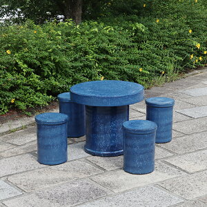 【11月1日限定11%OFFクーポン】送料無料 25号信楽焼ガーデンテーブル 陶器テーブル 焼き物 お庭、ベランダ用庭園セット ガーデンテーブルセット 陶器 イス 信楽焼テーブル ガーデンセット 屋