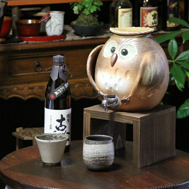 楽天市場】焼酎が美味しくなると評判の信楽焼焼酎サーバー ふくろう 