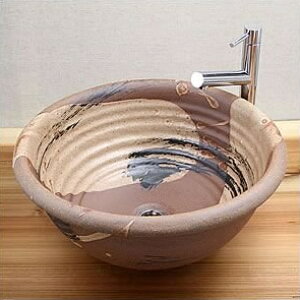 信楽焼 手ひねりハケ目(大型)手洗い 飽きのこない洗面鉢 お洒落な洗面器 手洗器 手洗鉢 洗面ボール 洗面シンク 陶器 洗面台 手洗い鉢 洗面ボール 洗面陶器 やきもの 和風 tr-4042