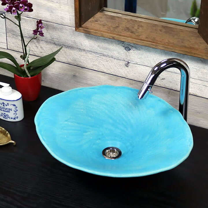 楽天市場】【今だけ10%OFFクーポン配布中】青 手洗い鉢 陶器洗面 