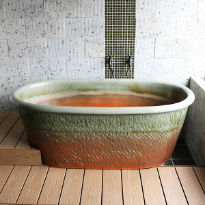 【11月1日限定11%OFFクーポン】小判型浴槽 幅1500×奥行800× 高さ580mm 信楽焼浴槽 陶器風呂釜 陶器浴槽 陶器風呂 つぼ湯 つぼ風呂 風呂釜 風呂桶 しがらきやき やきもの バスタブ 釜風呂 信楽焼ふ
