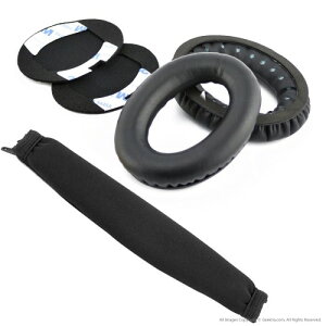 Geekria �C���[�p�b�h+ �w�b�h�o���h �{�[�Y Bose QC2 QC15 ���Ή������p �C���[�N�b�V���� (�u���b�N) �Z�b�g
