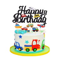 YINKE ケーキトッパー 誕生日 ケーキ飾り 車 ケーキピック ケーキ挿入カード Happy Birthday バースデー …