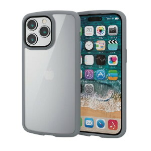 �G���R�� iPhone15 Pro Max �P�[�X TOUGH SLIM LITE �ϏՌ� �Ռ��z�� ���^ �y�� �X�g���b�v�V�[�g�t�� �X�g���b�v�z�[���t�� [�S���z�u�̃G�A�[�N�b�V�������Ռ����z��] �O���[ PM-A23DTSLFCGY