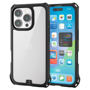 �G���R�� iPhone 16 Pro �P�[�X �N���A �ϏՌ� �Ռ��z�� ZEROSHOCK [�t�B�����t��] 4�p�_���p�[ ���C�����X�[�d�Ή� �X�g���b�v�z�[���t�� �u���b�N PM-A24CZEROFCBK