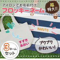 【最短当日発送】フロッキーネーム お名前シール 超特大 3枚入り 最短出荷対応 お名前シール アイロンシ…
