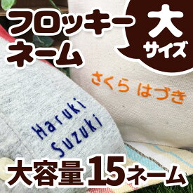 【最短当日発送】フロッキーネーム 大サイズ 15個 送料無料 名前 巾着袋 布 タグ 給食袋 うわぐつ入れ おなまえ お名前シール フロッキー 名前シール アイロンシール@