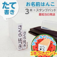 【最短当日出荷】2025年受賞店舗　送料無料　お名前はんこ たて書き 3本 おなまえ スタンプ ハンコ はん…