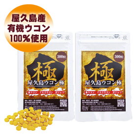 屋久島 ウコン 極 300 粒 2袋 セット 【 屋久島産 送料無料 無農薬 有機栽培 サプリメント クルクミン 3種混合 スーパーDEAL 】 [M便 1/1]