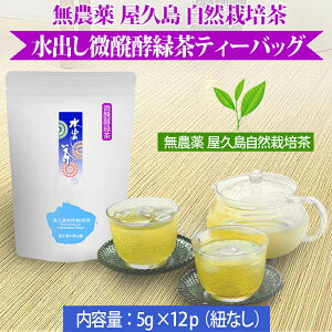 「水だし 微醗酵緑茶」 ティーバッグ (5g×12p) 紐なし 冷温共用 無農薬 無化学肥料 残留農薬 飛散農薬 ゼロ 屋久島 自然栽培 緑茶