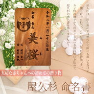 送料無料 彫刻代込 屋久杉 命名書 オーダー 出産祝い 出産内祝い 赤ちゃん ベビー 誕生祝 名前札 オーダ…