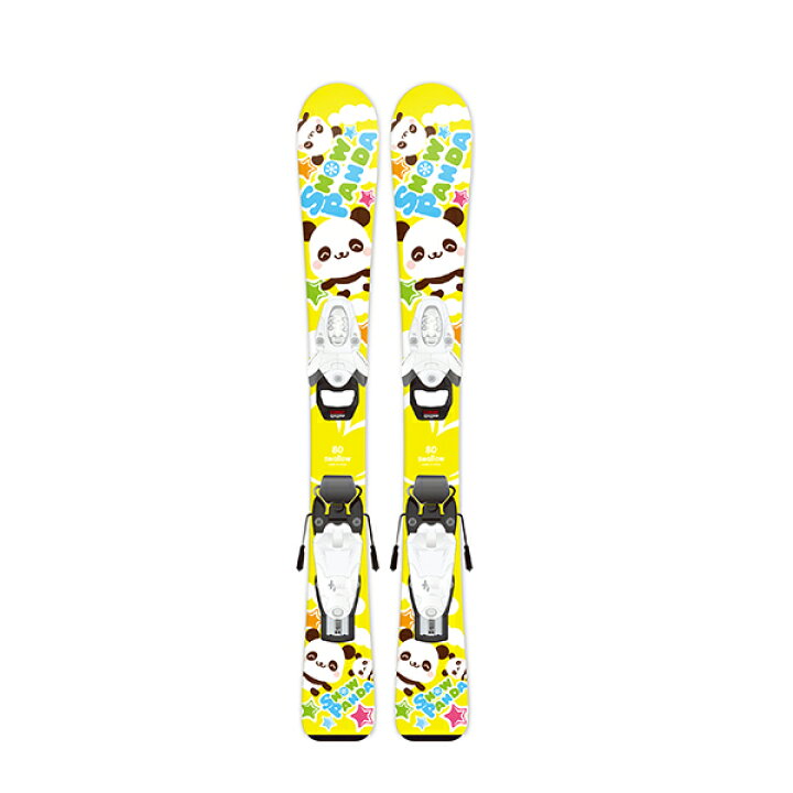 3点セット スワロースキー ジュニアスキー板 スノーパンダ 子供用 (スキー板 金具 ポール) 金具取り付け無料  カスカワスポーツ