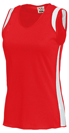 ウンドウ wundou P-5520J ランニング シャツ ウィメンズランニングシャツ 赤xホワイト