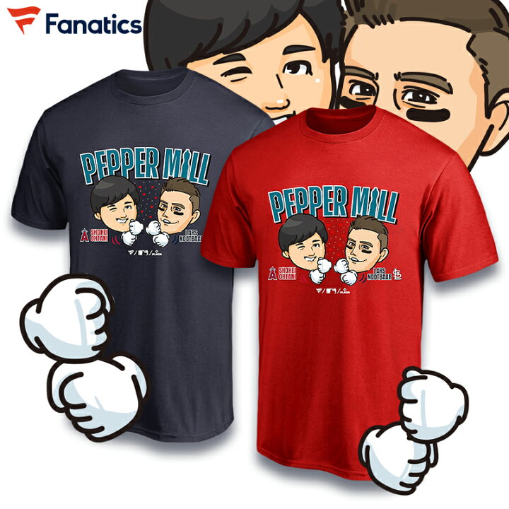 36 大谷＆ヌートバーペッパーミルイラストTシャツ レッド L寸 新品 
