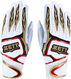 ZETT（ゼット） （野球・ソフトボール用　バッティンググラブ）　プロステイタス　一般用　両手用 ホワイト/レッド