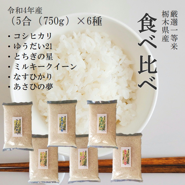 米 送料無料 福袋 令和4年産無洗米 食べ比べセット1kg×5種栃木県産 ...
