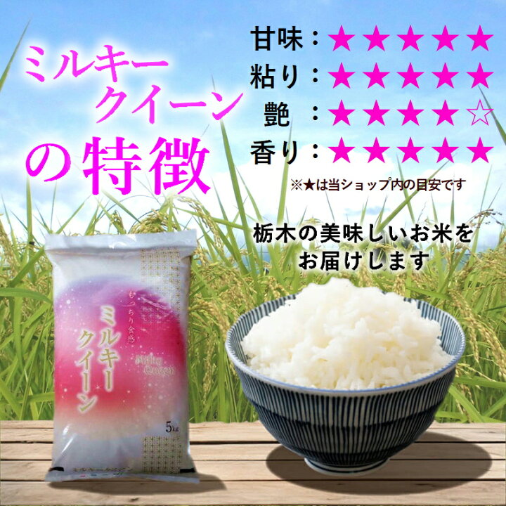 楽天市場】米 20kg (10kg×2) 送料無料ミルキークイーン 令和7年産 栃木 