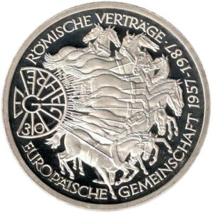 【プルーフ】 ドイツ ローマ条約締結30周年 10マルクプルーフ銀貨 1987年
