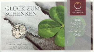 オーストリア 新年 5ユーロ銀貨 2014年