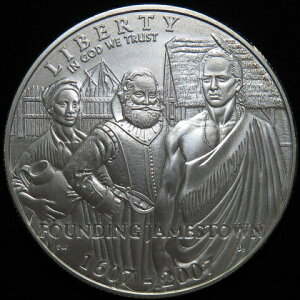 アメリカ ジェームズタウン400周年 1ドル銀貨 2007年
