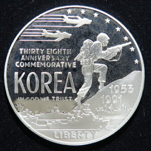 アメリカ 朝鮮戦争参加 1ドルプルーフ銀貨 1991年