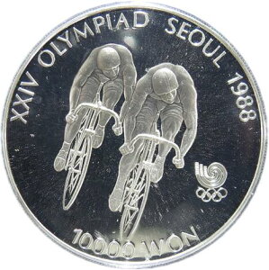 【プルーフ】 韓国 ソウルオリンピック 第4次 自転車競技 10000ウォンプルーフ銀貨 1988年