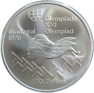 カナダ モントリオールオリンピック「ハードル」記念10ドル銀貨 1975年 【銀貨】