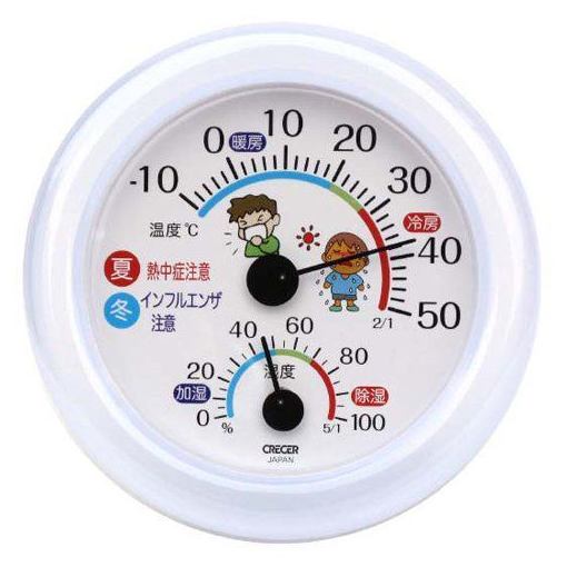 日本未発売 クレセル TR-103W 温湿度計 熱中症対策 35％OFF ホワイト インフルエンザ