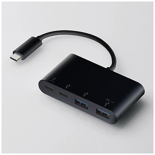 エレコム U3HC-A424P10BK 保証 USB PD対応 ブラック Type-Cコネクタ搭載USBハブ テレビで話題