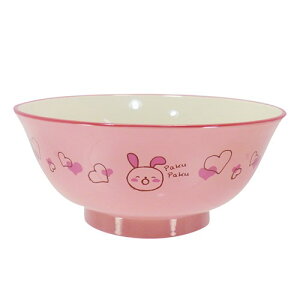 アサヒ興洋 食洗子供麺丼 もぐもぐうさぎ ピンク 直径14.8cm 高さ6.5cm