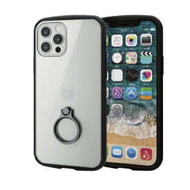 エレコム PM-A20BTSLFCRBK iPhone 12／12 Pro ハイブリッドケース TOUGH SLIM LITE フレームカラー リング付き ブラック