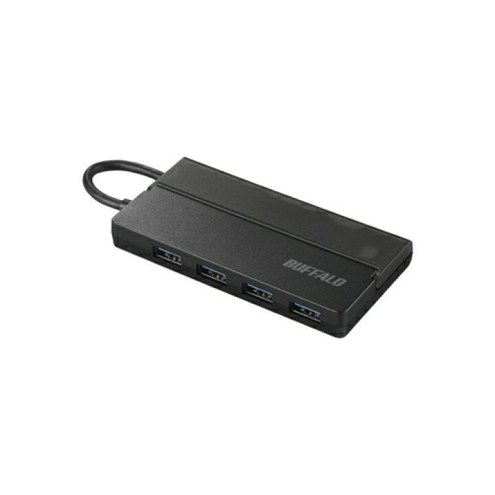 BUFFALO タブレット・スマホ用USB2.0 4ポートハブ 変換コネクター付き ブラック BSH4UMB04BK