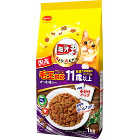 日本ペットフード ミオドライミックス毛玉対応11歳以上かつお味 1kg