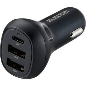 エレコム MPA-CCPD06BK シガーソケット カーチャージャー 36W 3ポート USB Type-C ×1 USB A ×2 PD対応 超高速充電 おまかせ充電 ブラック