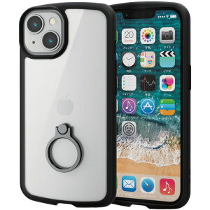 �G���R�� PM-A22ATSLFCRBK iPhone 14�E13 �p �P�[�X �J�o�[ �n�C�u���b�h �X�g���b�v�z�[���t �����O�t TOUGH SLIM �u���b�N