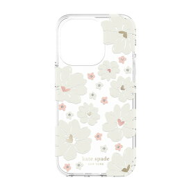kate spade new york 2022 iPhone 14 Pro用スマートフォンケース [ Classic Peony Cream Rose Gold Foil Gold Foil Gems ] クリア