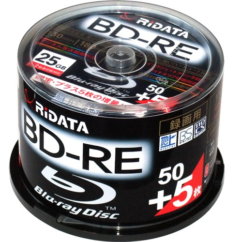 RiDATA　BDRE130PW2X50　5SPC　1〜2倍速　ワイドプリントレーベルディスク　50　5枚スピンドルケース　繰り返し録画用BD-RE　25GB