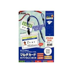 エーワン 51215 マルチカード 各種プリンタ兼用紙(マット紙/吊り下げ名札ヨコ特大用/A4判/8面/10シート(80枚))