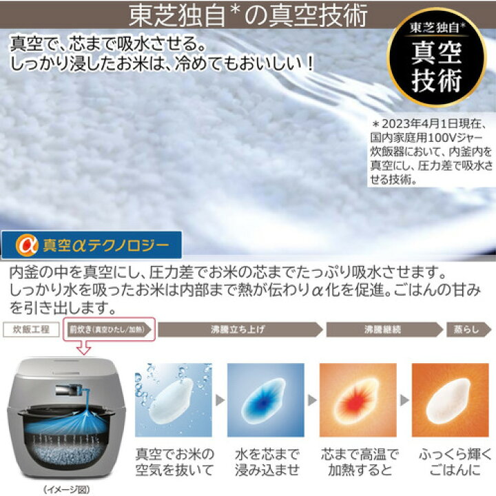 【無料長期保証】東芝 RC-10VSV(K) 真空圧力IH炊飯器 炎 匠炊き 5.5合 グランブラック RC10VSV(K) ヤマダ電機 東芝 TOSHIBA RC-10VSV-K(グランブラック) 真空圧力IHジャー炊飯器 5.5合 RC10VSVK