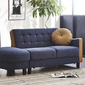 【ウェブ限定】カウチソファ「サリー」ネイビー SO-05KDX-NV 座面下には大容量の収納庫付のコンパクトカウチソファー!帆布生地ネイビー色!