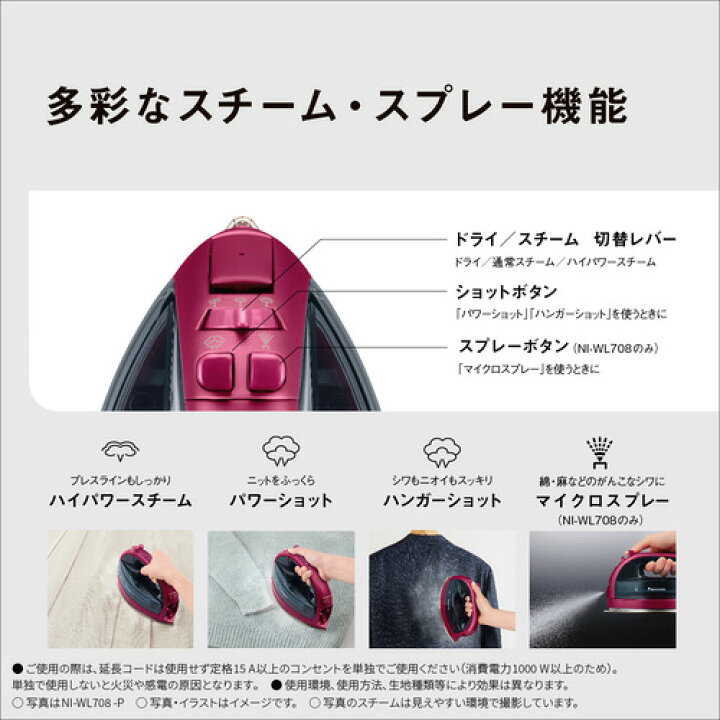 楽天市場】【推奨品】パナソニック NI-WL708-K コードレススチーム 