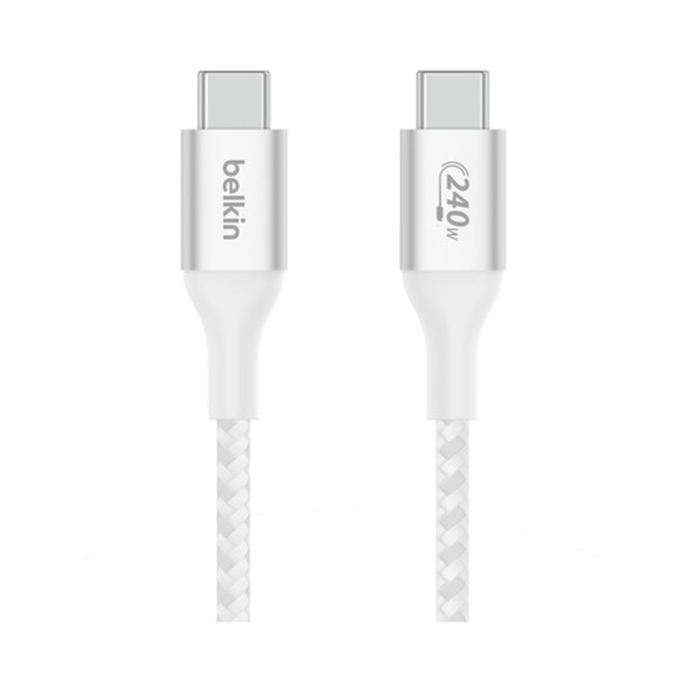 ベルキン BoostCharge 240W USB-C to USB-C 編組ケーブル 2m ホワイト CAB015BT2MWH