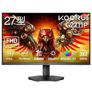 KOORUI G2711P 27^ IPSpltHDQ[~Oj^[ 200Hz HDR400 3Ӄt[X ubN