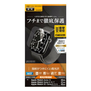 ラスタバナナ Apple Watch Series 10/9/8/7/SE/6/5/4 42mm/41mm/40mm用 薄型EPU光沢防指紋フィルム クリア UG4668AW42