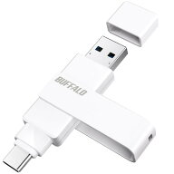 BUFFALO RUF3ACR128GWH USB 3.2(Gen1) Type-C／Type-A両対応 回転式USBメモリー 128GB Win・Mac・スマホ…