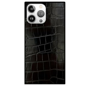 Flaunt FT056730 Square MagSafe Case for iPhone 16 Pro Black Crocodile Faux leather