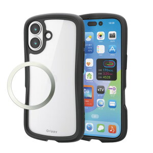 �G���R�� PM-A25AGRPFCBK iPhone 17 �n�C�u���b�h �P�[�X �J�o�[ �Ռ��z�� ���C�z���X�e�b�J�[�t �X�g���b�v�z�[���E�V�[�g�t Grippy �u���b�N