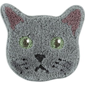 スミノエインテリアプロダクツ ネコカオマット 3ブルー 35×38cm 洗える 防ダニ すべり止め 玄関マット チェアパッド