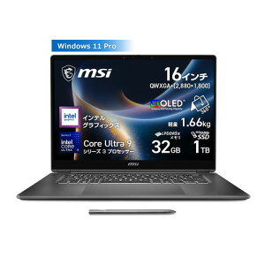 MSI �m�[�gPC Prestige-16-Flip-AI+C3MTG-2610JP [16�^ | QWXGA+ | Core Ultra 9 386H | 32GB | 1TB | Windows 11 Pro | �v���`�i�O���C]