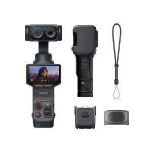 Insta360 CINSABTA-LUNAULTRA01 �W���o���J���� insta360 Luna �f���A�������Y���� 1�C���`8K�Z���T�[�̗p OLED�^�b�`�X�N���[�� �u���b�N